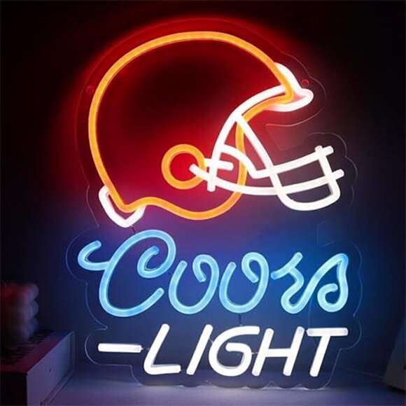 Coors LIGHT Beer Football LED Neon Sign Wall Decor Man Cave Restaurant Bar NEW - Picture 7 of 7